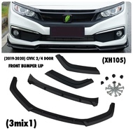 2019-2020 CIVIC 2/4 DOOR 3PCS Front Lip Chin Bumper Body Kits Splitter Front Bumper Lip Accessories