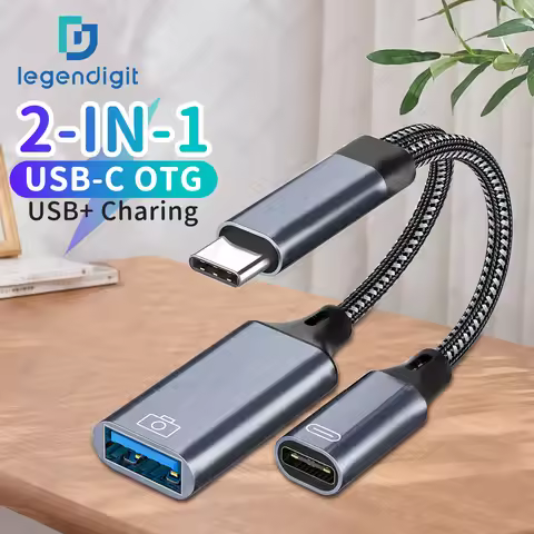 2in1 Type C to USB A OTG Cable Phone Adapter with Charging Cord and USB Port for iPhone15 16 Pro Mac