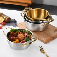 Stainless Steel Korean Style Ramen Pot Golden Soup Pot Binaural Instant Noodle Pot Thickened Cooking Noodle Pot Internet