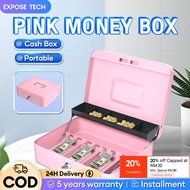 EXPOSE Cash box  Lockable  Pink Compartment Tray money box  Bill Key Security Cashier Drawer