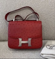 Hermes Constance 24  紅色鴕鳥皮  附件塵袋