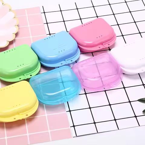 1 Pc Multiple Colors Mini Denture Storage Box Dental Retainer Clean Container Plastic Oral Hygiene S