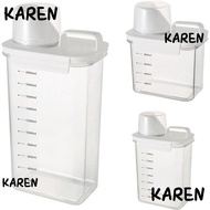 KAREN Detergent Dispenser, Airtight Plastic Washing Powder Dispenser, Multi-Purpose Transparent with Lids Laundry Detergent Storage Box Laundry Room Accessories