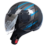 ZEUS ZS 217 BLK GRAY BN2 BLUE GLOSSY RETRO DOUBLE VISOR