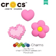 jibbitz crocs charms แท้ ตัวติดรองเท้า  ดอกไม้สีชมพู ซีรีส์รองเท้า ดอกไม้ DIY อุปกรณ์ตกแต่ง เสน่ห์ กระดุม crocs