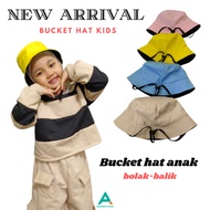 Bucket Hat Kids Plain Strap Hat Korean Bucket Hat Kids Baby Reversible Strap