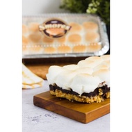 SMORES byAlkaff....Crunchy biscuit layer with dark chocolate , top with bake marshmallow.