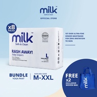 [BUNDLE] MILK Baby Diaper Yoga Pants M336 L288 XL240 XXL192 (8 packs + 2 Non-woven Bag)