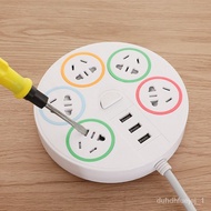 🚓Creative MultifunctionalusbSocket round Desktop Socket Power Strip Power Strip Power Strip Extension Cable Board Patch