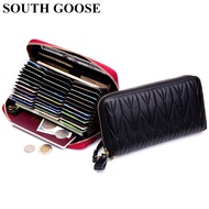 Genuine Leather Long Zipper Card Holder Wallets RFID Business Credit Card Holder Women Clutch Wallet