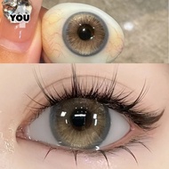 4YOU Lens 1Pair (0~-8.00)Grade Brown Natural Contact Lens Yearly Use 14.5mm Free Case