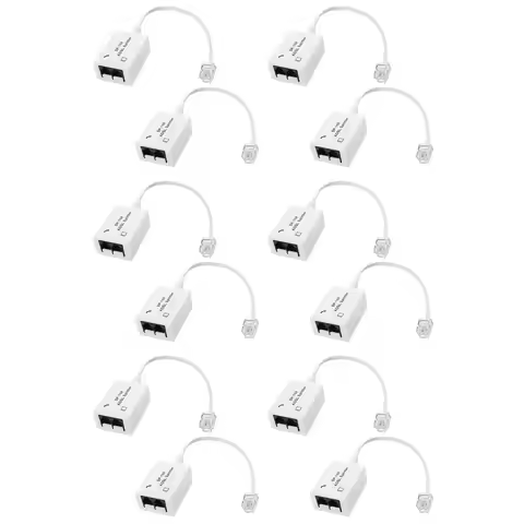12Pcs DSL Filter Splitter ADSL Splitter For Phone Line Male To 2 Female RJ11 6P4C/6P2C Telephone Mod