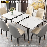 HH Sintered Stone Dining Table Set Extendable Marble Long Table And Chair