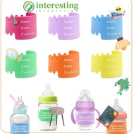 INTERESTING Baby Bottle Labels, Silicone Daycare Name Labels, Durable Waterproof Anti-Slip Reusable 