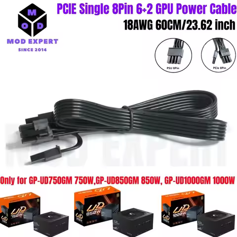 GPU Power Cable 6+2 PCIe 8-Pin for Gigabyte GP-UD750GM 750W, GP-UD850GM 850W, GP-UD1000GM 1000W Gold