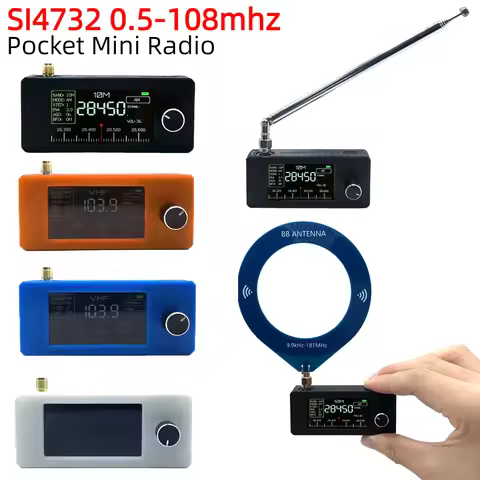 SI4732 0.5-108mhz Portable Radio LSB USB AM FM Pocket Mini Radio 1.9inch IPS Screen FM/AM Radio HF S