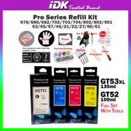Refill Kit { Pro Series } For 678 680 60 61 703 704 46 22 21 27 702 63 65 901 902 803 802 HP  ink Ca