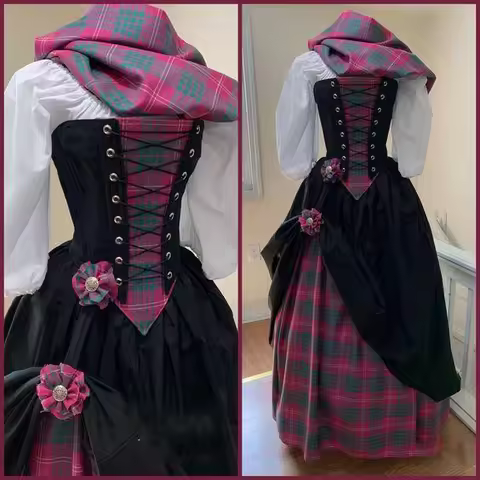 TV Outlander Claire Fraser Costume Scottish Dress Gown Women Vintage Highland Dress Custom Made