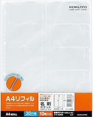KOKUYO File Clear Book Replacement Paper Business Card Pocket 30 Holes 10 Pockets 10 Sheets Mei-A30N