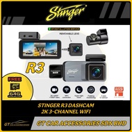 STINGER R3 2K 3-CHANNEL CAR DASHCAM FRONT / INSIDE 1080P & REAR 1080P CAMERA WIFI FREE 64GB SD CARD 