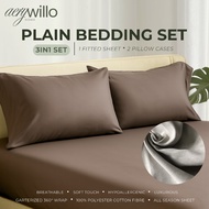 AVIEROO 3in1 Plain-Colored Style Canadian Cotton Polyester Microfiber Bedding Sheet Set