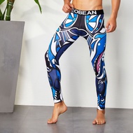 【Clearance】 Printed Mens Leggings Tights Men Compression Pants Quick Dry Elastic Workout Exercise Le