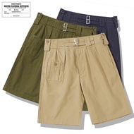 OKONKWO Vintage British Army Gurkha Double Buckle Trousers, Men Loose 5 Inch Bermuda Shorts