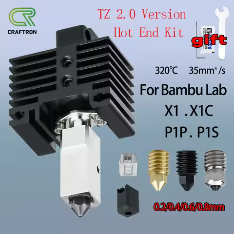Hotend Kit for BambuLab X1 X1C P1P P1S Upgrade 2.0 Hot End Brass Steel Bimetal Nozzle Silicone Socks