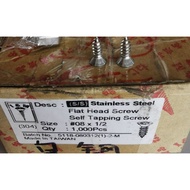 Stainless steel tapping screw, flat head screw, self tapping screw