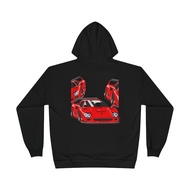 Ready Stock Red Sports Car Illustration Men's and Women's Hoodies | Racing Supercar Pattern 1216