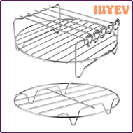 IUYEV 2 Pcs Air Fryer Accessories Air Fryer Rack Set Multi-Purpose Double Layer Rack with Skewer for XL Power Airfryer Philips POKJN