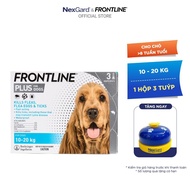 Frontline Plus - Tuýp nhỏ gáy phòng & trị ve rận bọ chét cho Chó size M (10-20kg) - 1 hộp 3 tuýp