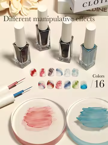 1Pc/16Pc Nail Blooming Gel（Built in thin brush）, 16ml Clear Blooming Gel Nail Polish, Spreading Effe