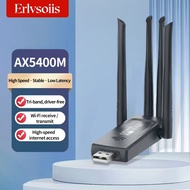 Erlvsoiis AX5400M Tri-Band USB WiFi Adapter with 4 External Antennas