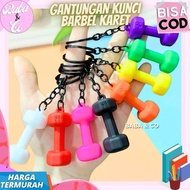 GANTUNGAN GYM SPORTS DUMBELL BARBELL KEYCHAIN UNIQUE CUTE MINI DUMBELL RUBBERKeychain UNIQUE GYM SPO