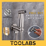 SUS304 Angle Valve Full Set With Toilet Bidet Sprayer Holder Bathroom toilet hand spray bidet set with hose