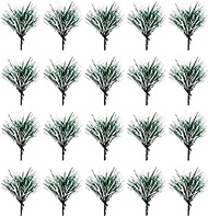 MSUIINT 40 Pcs Artificial Green Pine Needles Branches, 5.5cm/2.17 in Small Pine Twigs Stems Picks, Fake Greenery Pine Picks for Christmas Garland Wreath Holiday Garden Decoration