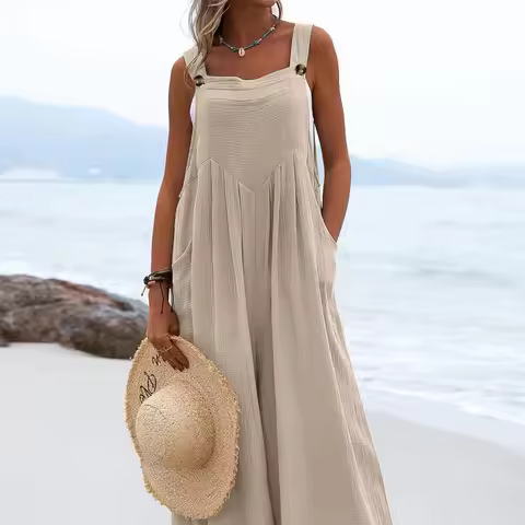 Women Loose Overalls Spring Summer Female Adjustable Button Strap Wide Leg Pant Jumpsuits RXFZC-RX66