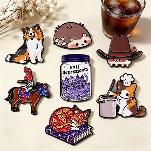 Cartoon Dog Enamel Pin Cute Animal Brooches Lapel Pins for Backpacks Jeans Funny Fox Brooches Adorn 