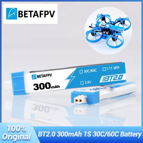 BETAFPV BT2.0 1S 300mAh Battery 3.8V 30C/60C 75C Lipo Battery for Cetus Meteor65 Pro Air65 FPV Tiny 