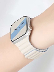 男女士1入組矽膠磁力手表帶，可用於Apple Watch 42mm 38mm 40mm 41mm 44mm 45mm 49mm，時尚智能手表替換Apple Watch Strap For Series Ultra2 Ultra SE2 SE 9 8 7 6 5 4 3 2 1