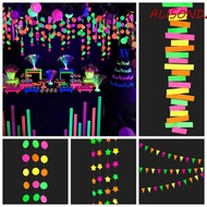 ALISONDZ Neon Fluorescent Garland, Rectangle 2m Round Pentagram Fluorescent Banner, Party Supplies C