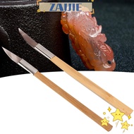 ZAIJIEE 2Pcs Agate Burnisher, Wood Color Wooden Handle Jewelry Polishing Tool, Professional Agate Ma