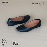 รองเท้าคัชชู หัวตัด ส้นแบน ไซส์ใหญ่ 35-46 สีดำ [black sq 0] UNTONE