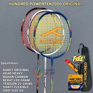Hundred Powertek 2000 Original Badminton Racket + Bag & 24 Lbs Tension Grip
