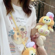 快速出货  印花 貓咪 上衣女韓版 ins 潮 短袖 新款 上衣 女 百搭 顯瘦 2025年100%甜美纯棉印花猫咪宽松可爱T恤夏季短袖新款上衣百搭ins 2025 100% Sweet Pure C