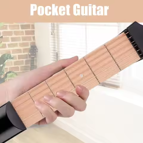 Pocket Guitar With 2 Picks 6-Fret Portable Training Learning System Hand Practice Guitar Neck Finger