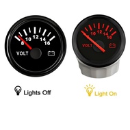 52mm Pointer Voltmeters Modification 8-16V Display Volt Meters Waterproof Black Voltage Gauges Red B