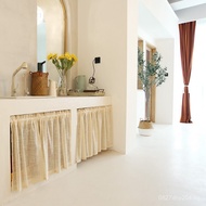 Artistic Solid Color Curtain Semi-Blackout Beige Coffee Curtain Window Screen Curtain Cabinet Door C