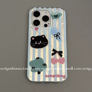 Ốp Lưng Điện Thoại Bằng Vải Satin Hình Mèo Hoạt Hình Dễ Thương Dành Cho Nữ Bảo Vệ Toàn Diện Chống Rơ